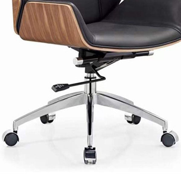 Modern Black Leather Desk Chair with Mid Back Home Office Chair