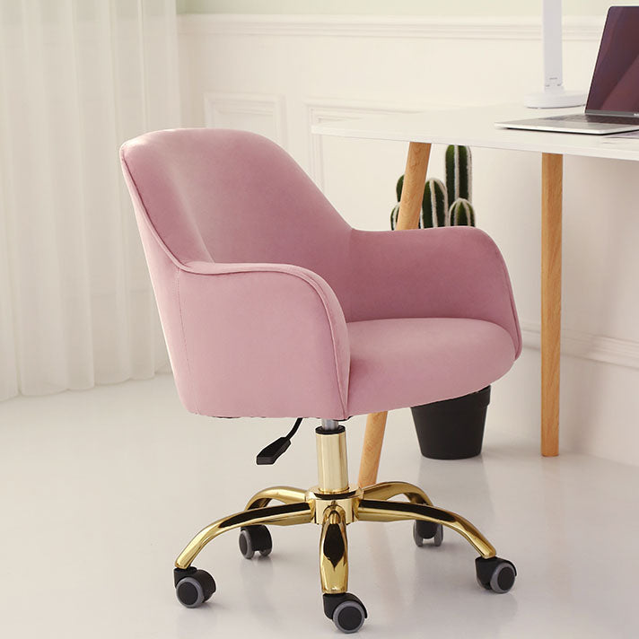 Modern Style Swivel Task Chair Upholstered Office Chair with Fixed Arms