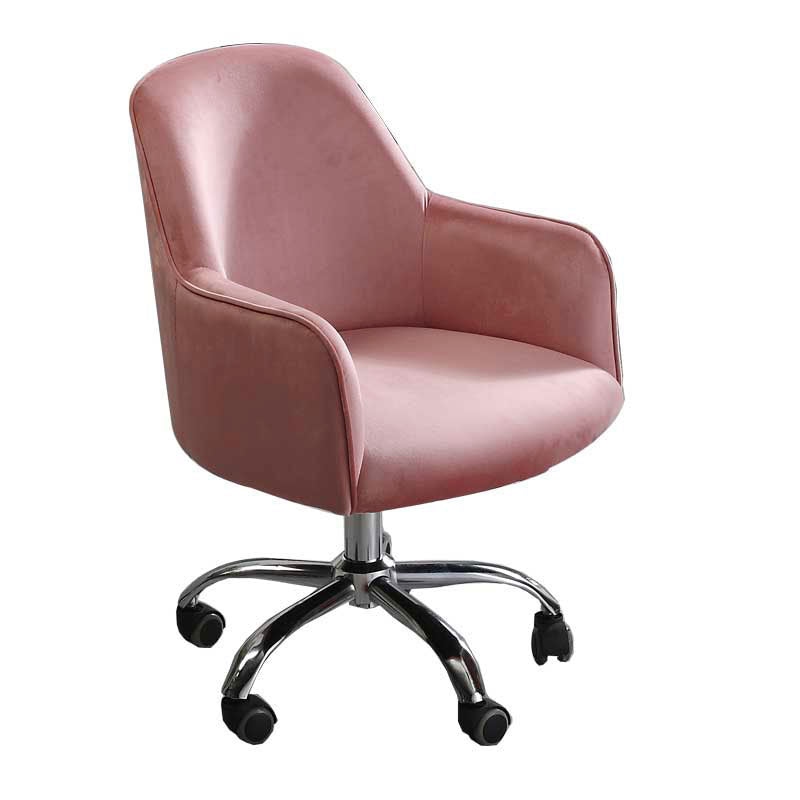 Modern Style Swivel Task Chair Upholstered Office Chair with Fixed Arms