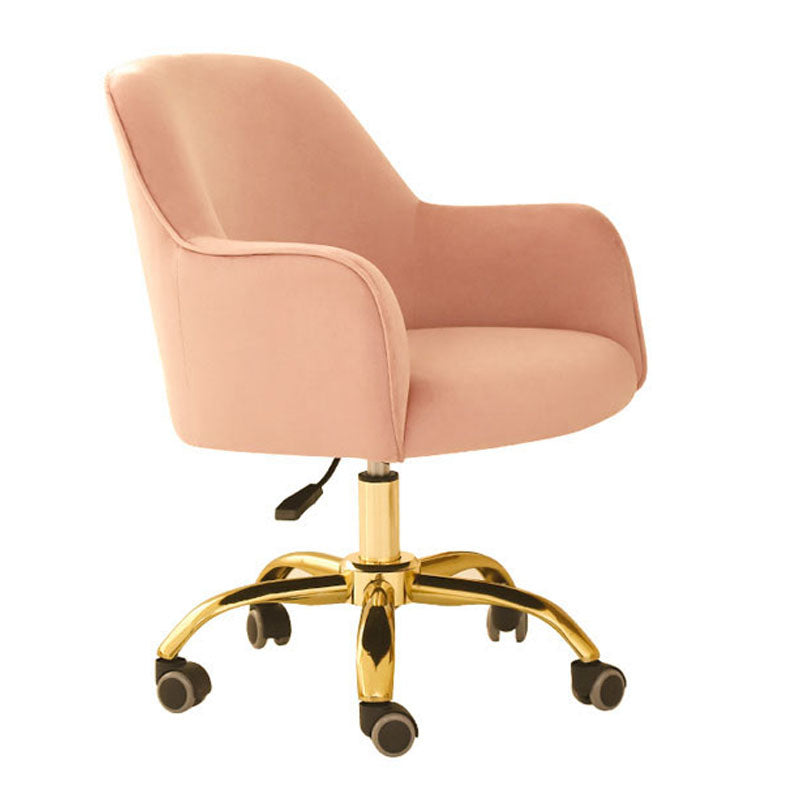 Modern Style Swivel Task Chair Upholstered Office Chair with Fixed Arms