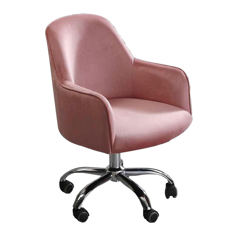 Modern Style Swivel Task Chair Upholstered Office Chair with Fixed Arms