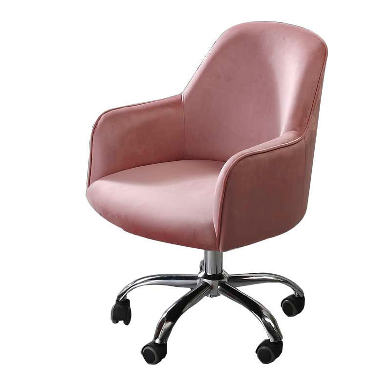 Modern Style Swivel Task Chair Upholstered Office Chair with Fixed Arms