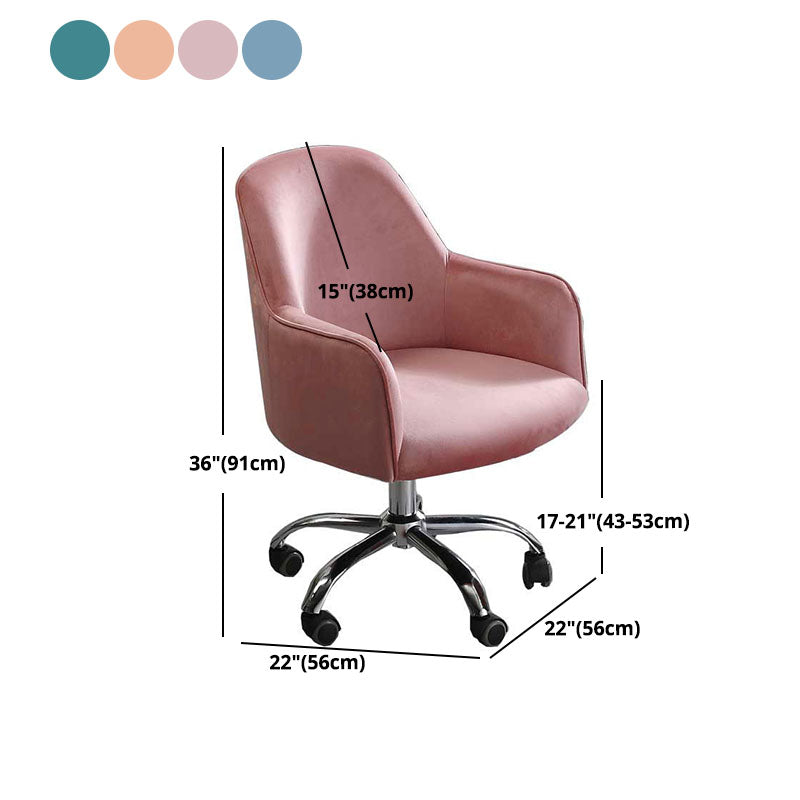 Modern Style Swivel Task Chair Upholstered Office Chair with Fixed Arms