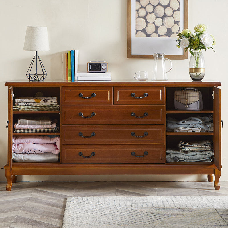 Traditional Style Storage Chest Wooden Combo Dresser in White and Brown