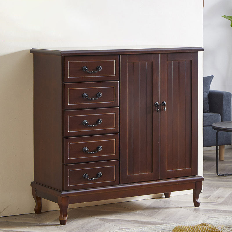 Traditional Style Storage Chest Wooden Combo Dresser in White and Brown