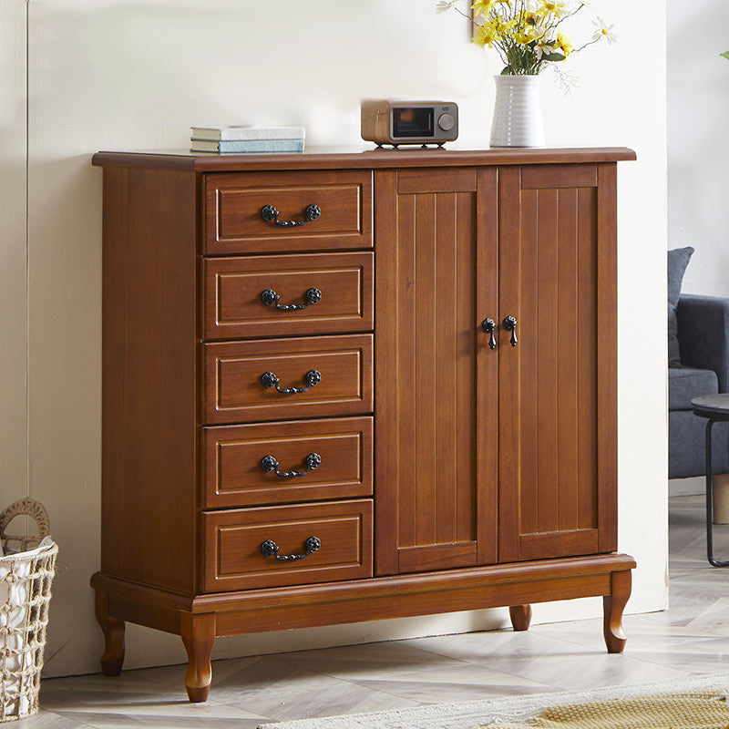 Traditional Style Storage Chest Wooden Combo Dresser in White and Brown