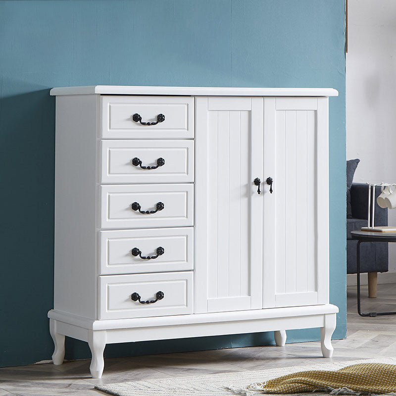 Traditional Style Storage Chest Wooden Combo Dresser in White and Brown