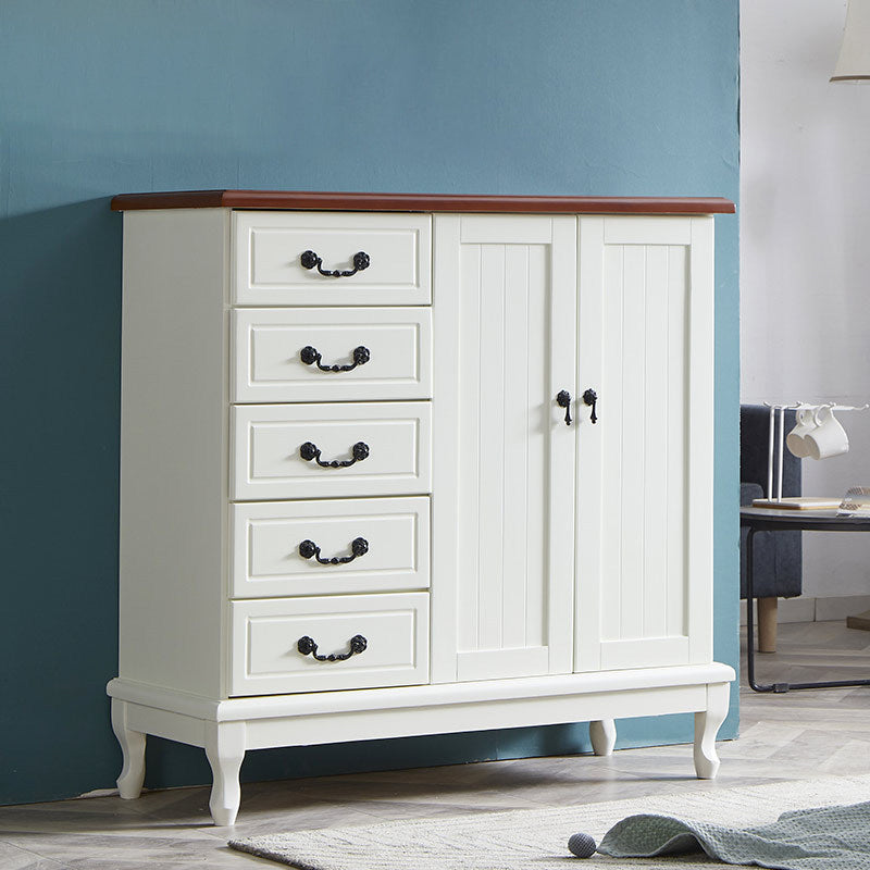 Traditional Style Storage Chest Wooden Combo Dresser in White and Brown