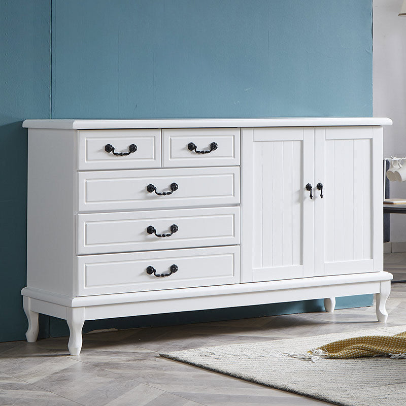 Traditional Style Storage Chest Wooden Combo Dresser in White and Brown