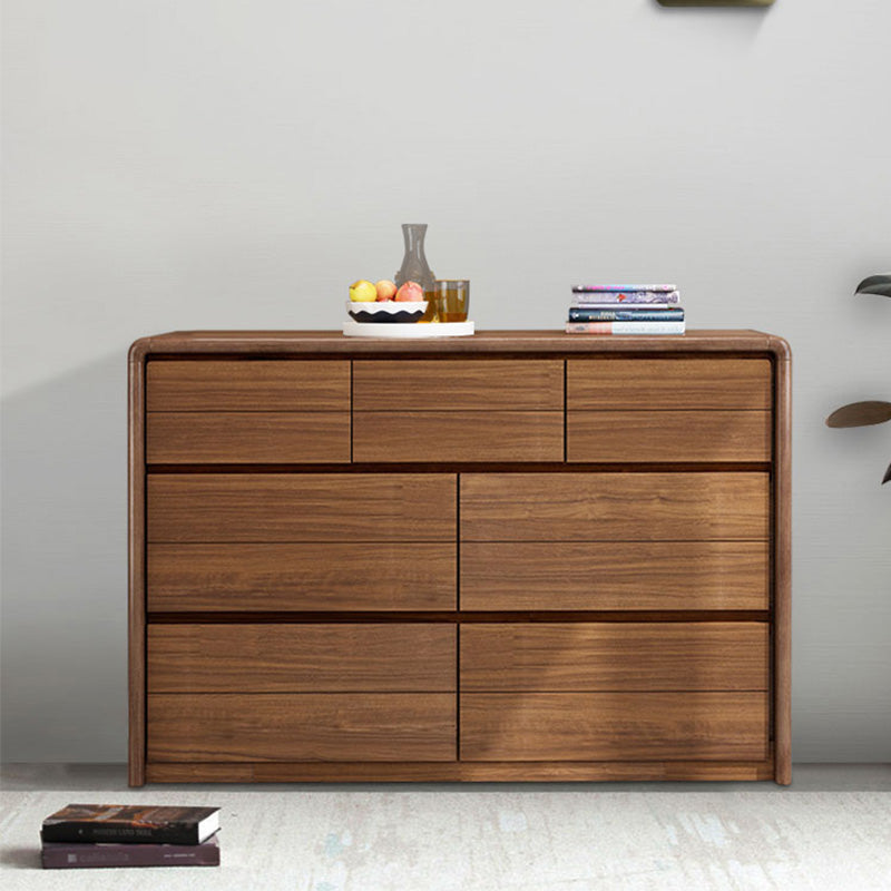 Wooden Brown Storage Chest Modern Style Storage Chest Dresser with Drawers