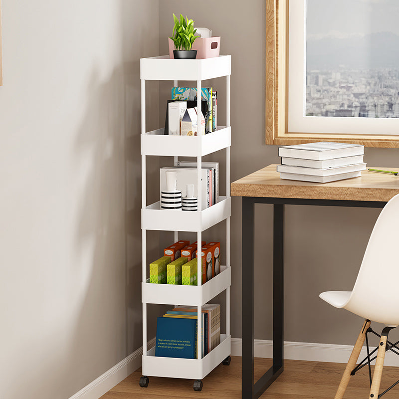 Modern Plastic Bookcase, Geometric Bookshelf with Caster Wheels for Any Room