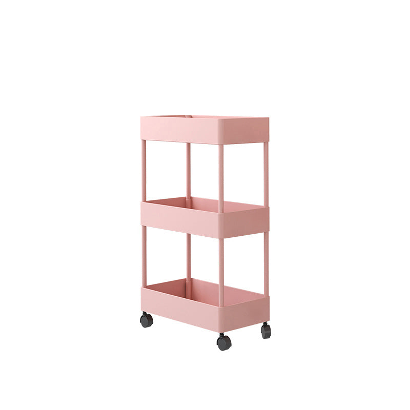 Modern Plastic Bookcase, Geometric Bookshelf with Caster Wheels for Any Room