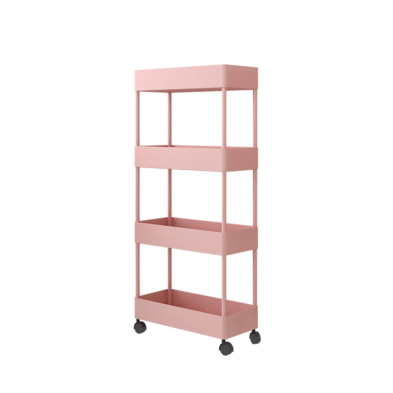 Modern Plastic Bookcase, Geometric Bookshelf with Caster Wheels for Any Room