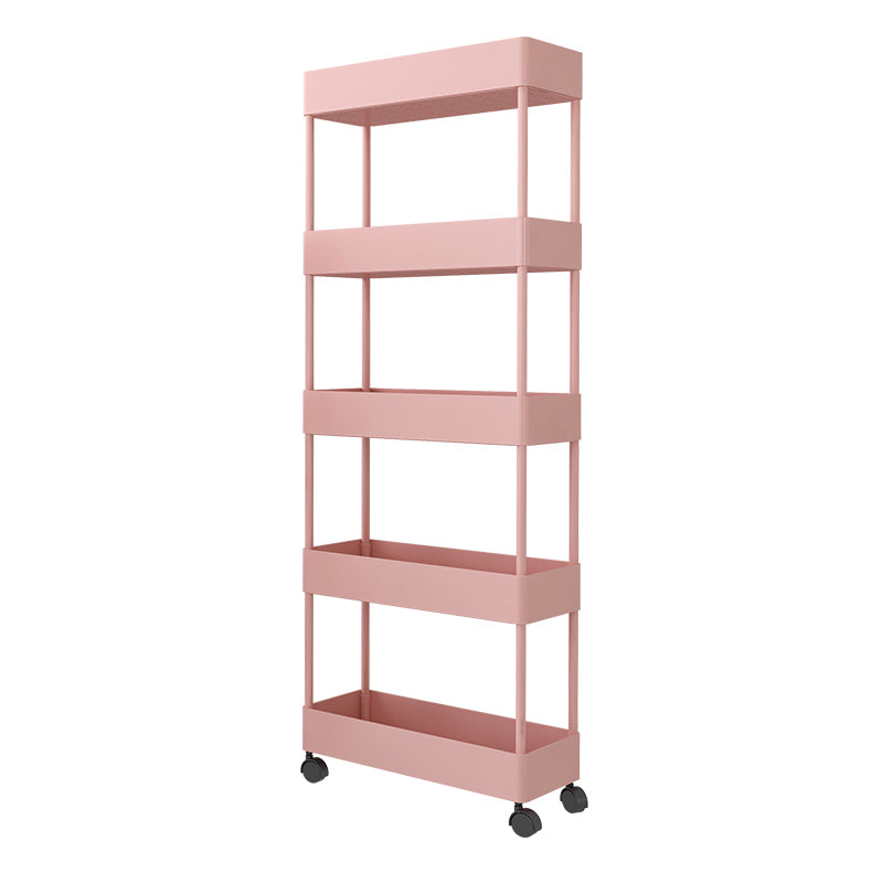 Modern Plastic Bookcase, Geometric Bookshelf with Caster Wheels for Any Room