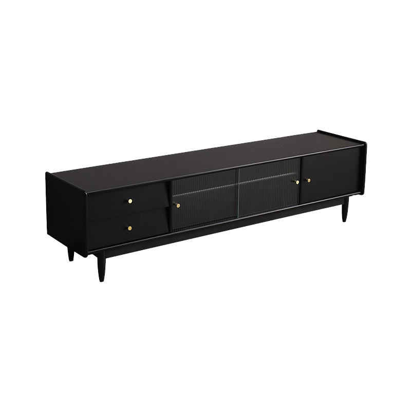 Traditional TV Stand Console with Drawers Rubberwood TV Media Stand