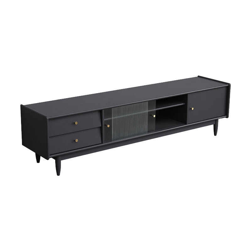 Traditional TV Stand Console with Drawers Rubberwood TV Media Stand