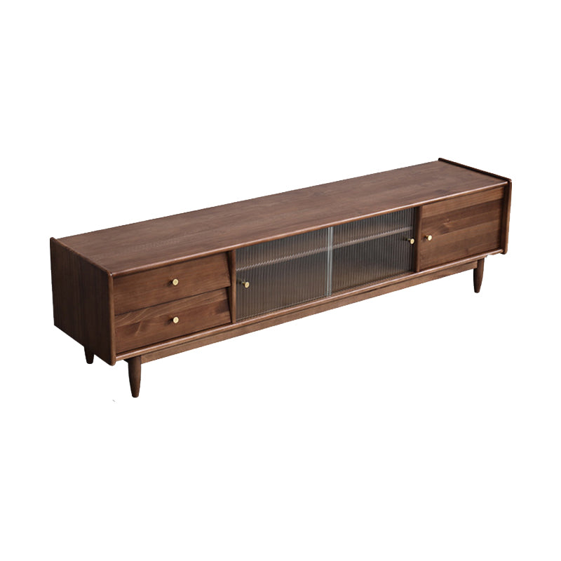 Traditional TV Stand Console with Drawers Rubberwood TV Media Stand