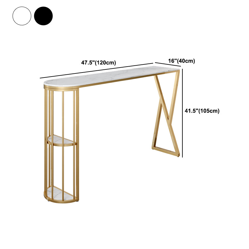 Stone Bar Dining Table Traditional Luxury Bar Table with Gold Sled Base