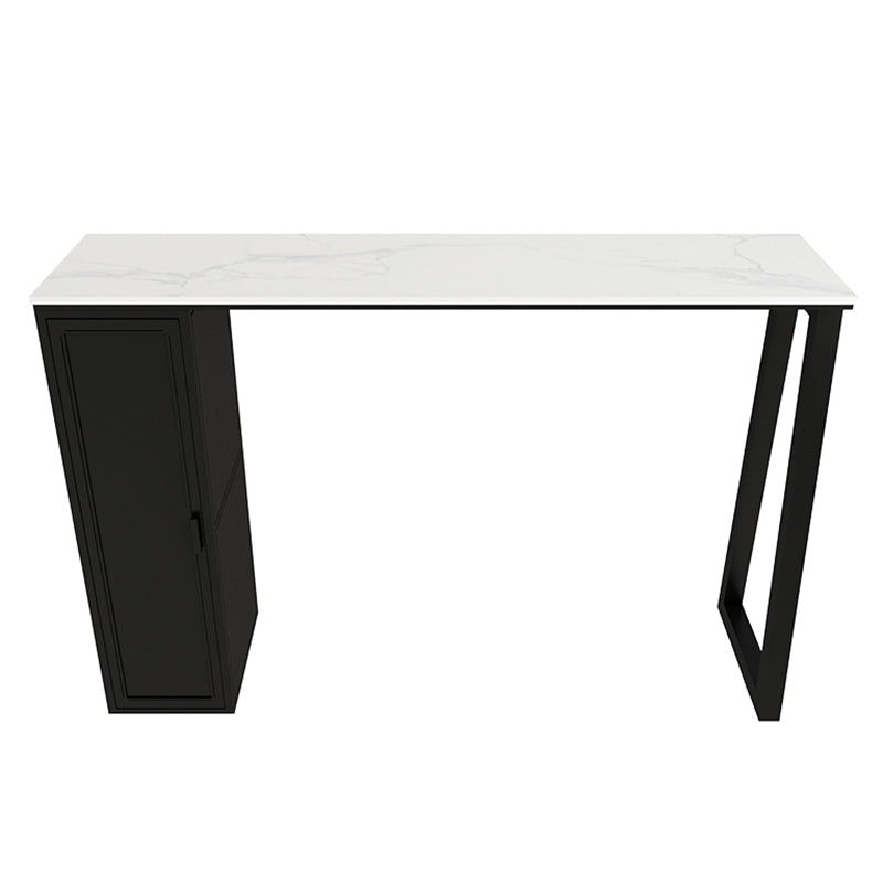 Stone Bar Table Traditional Luxury Rectangle Bar Table with Sled Base in Black