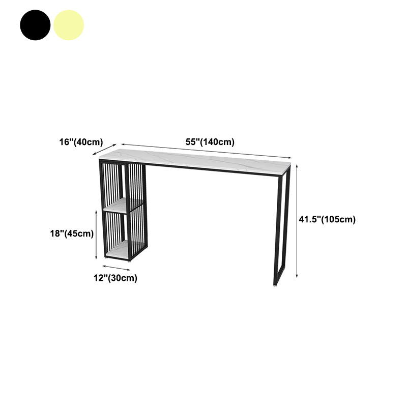 Stone Bar Dining Table Glam Rectangle Bar Table with Double Pedestal for Balcony