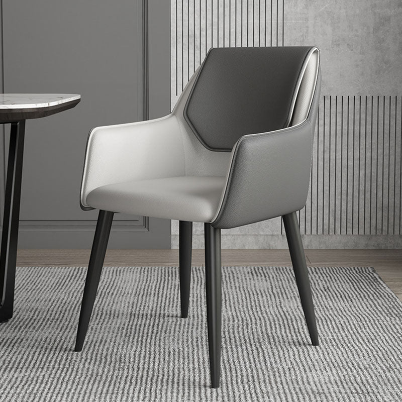 Modern Faux Leather Dining Chair Parsons Chair with Steel Legs in Matte Finish for Home