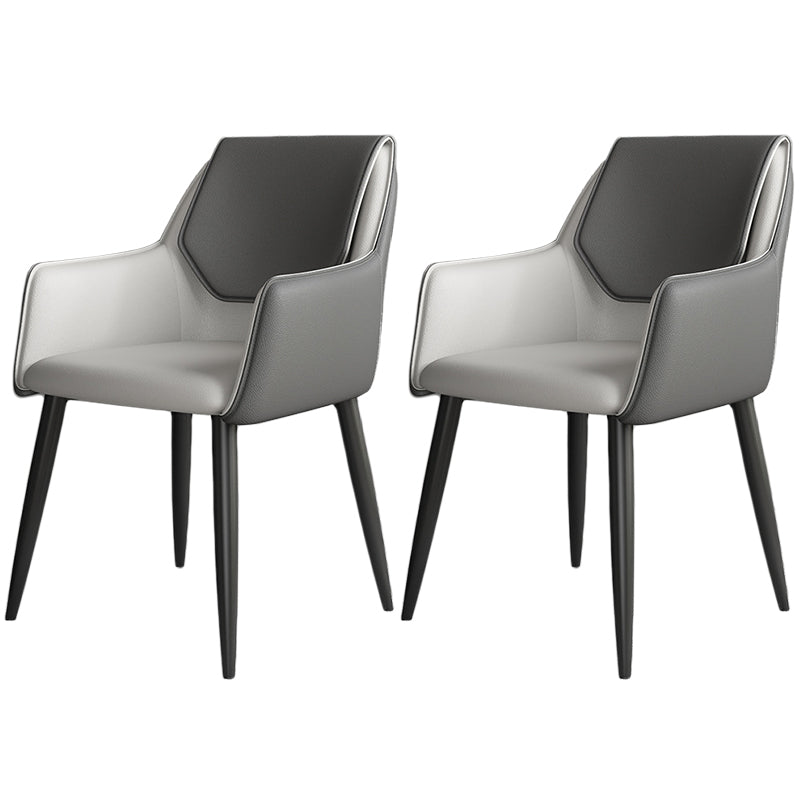 Modern Faux Leather Dining Chair Parsons Chair with Steel Legs in Matte Finish for Home