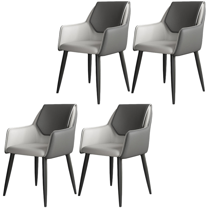 Modern Faux Leather Dining Chair Parsons Chair with Steel Legs in Matte Finish for Home