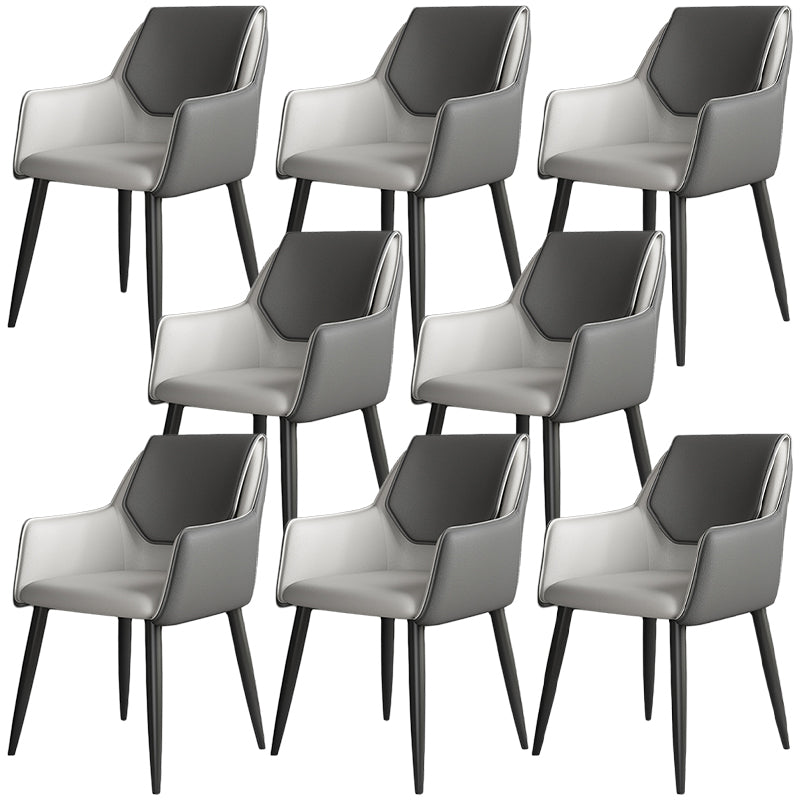 Modern Faux Leather Dining Chair Parsons Chair with Steel Legs in Matte Finish for Home