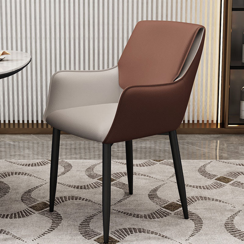 Modern Faux Leather Dining Chair Parsons Chair with Steel Legs in Matte Finish for Home