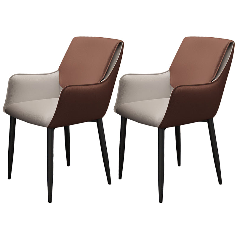 Modern Faux Leather Dining Chair Parsons Chair with Steel Legs in Matte Finish for Home