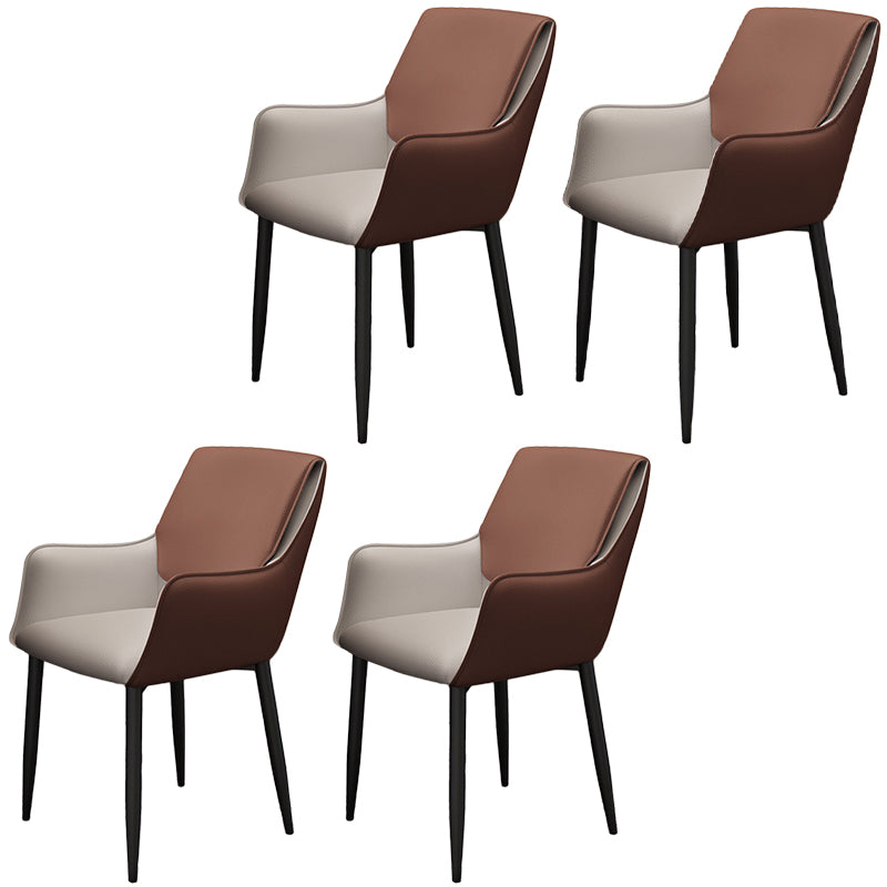 Modern Faux Leather Dining Chair Parsons Chair with Steel Legs in Matte Finish for Home