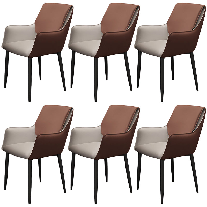 Modern Faux Leather Dining Chair Parsons Chair with Steel Legs in Matte Finish for Home