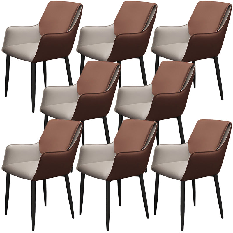 Modern Faux Leather Dining Chair Parsons Chair with Steel Legs in Matte Finish for Home