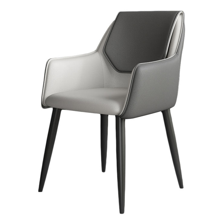 Modern Faux Leather Dining Chair Parsons Chair with Steel Legs in Matte Finish for Home