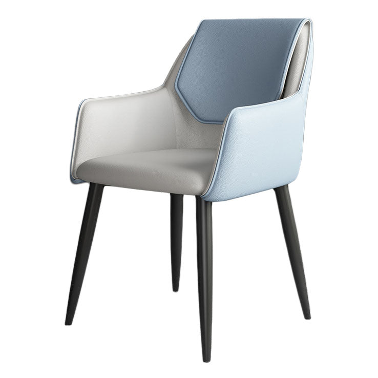 Modern Faux Leather Dining Chair Parsons Chair with Steel Legs in Matte Finish for Home