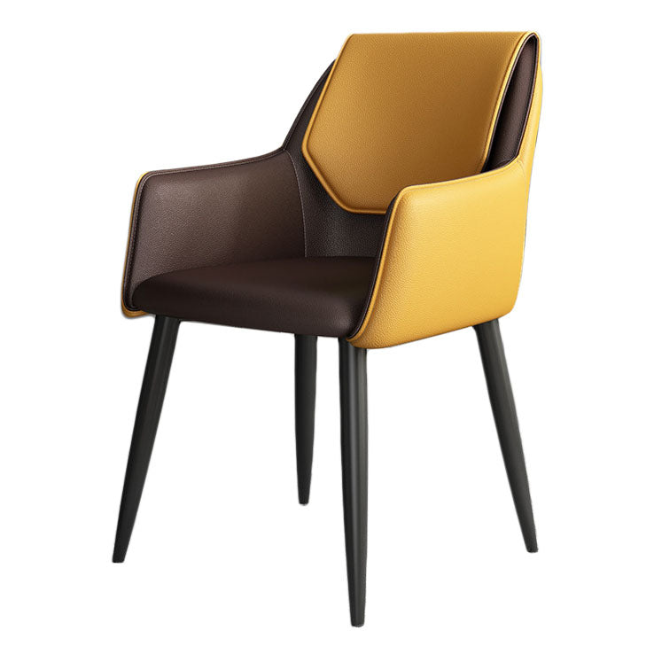 Modern Faux Leather Dining Chair Parsons Chair with Steel Legs in Matte Finish for Home