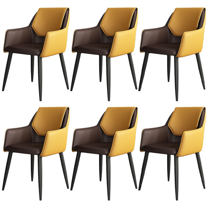 Modern Faux Leather Dining Chair Parsons Chair with Steel Legs in Matte Finish for Home