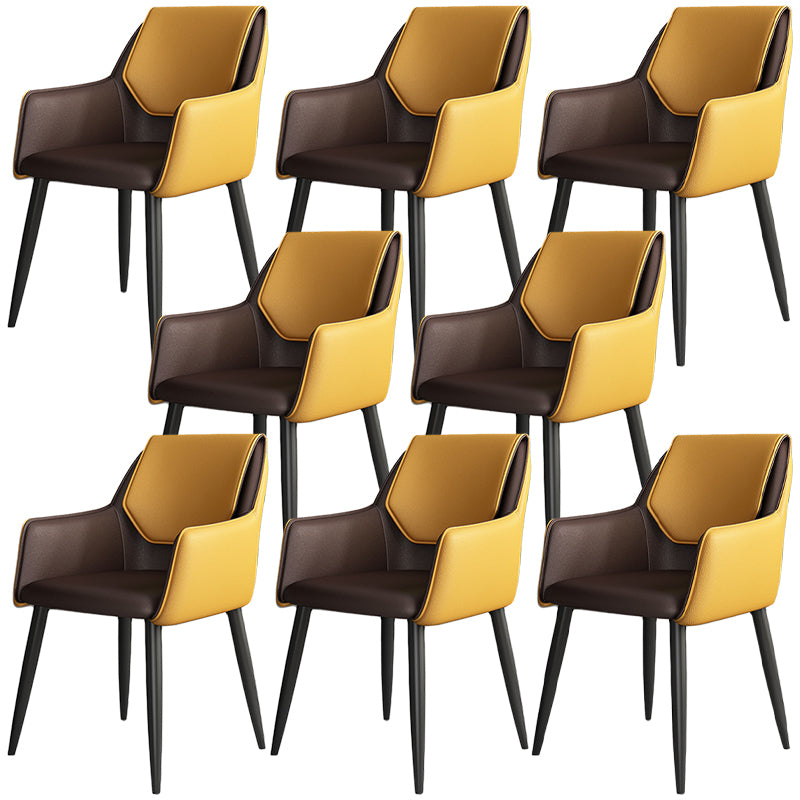 Modern Faux Leather Dining Chair Parsons Chair with Steel Legs in Matte Finish for Home