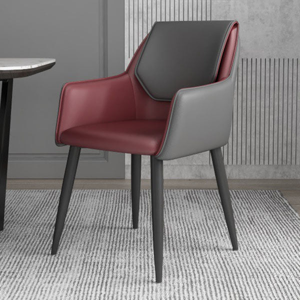 Modern Faux Leather Dining Chair Parsons Chair with Steel Legs in Matte Finish for Home