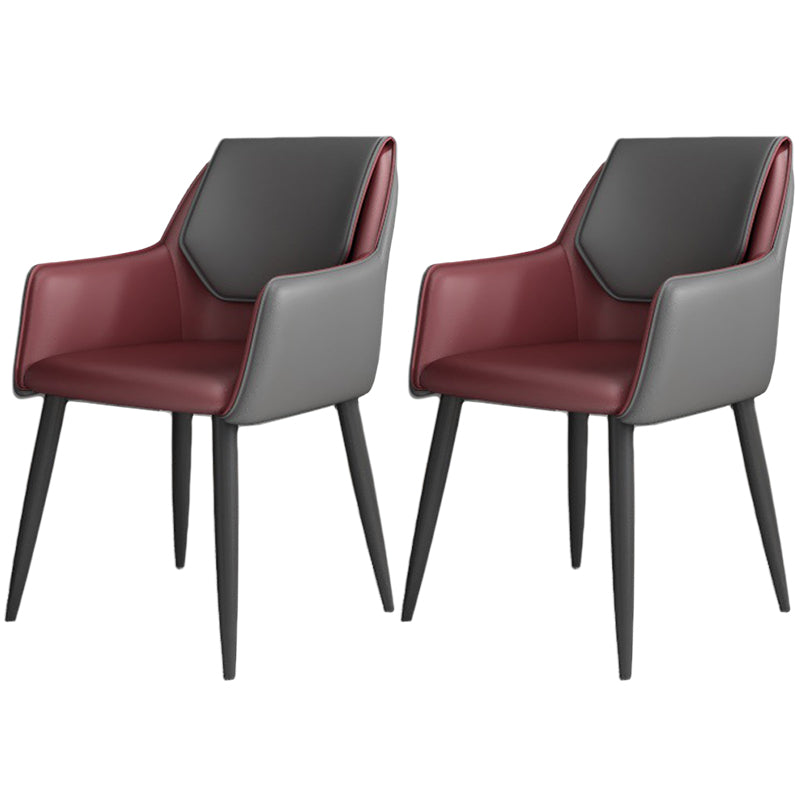 Modern Faux Leather Dining Chair Parsons Chair with Steel Legs in Matte Finish for Home