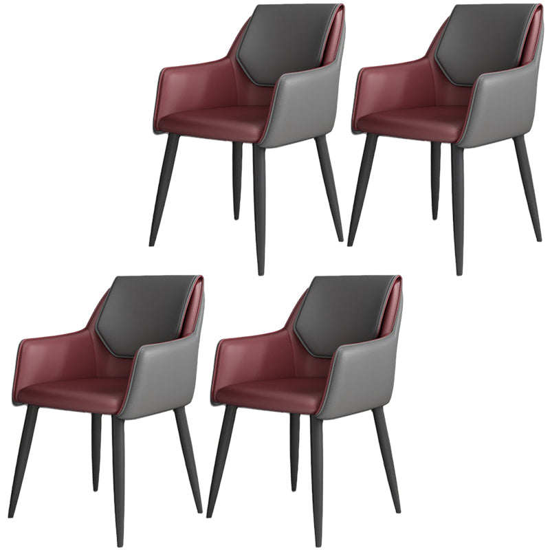 Modern Faux Leather Dining Chair Parsons Chair with Steel Legs in Matte Finish for Home