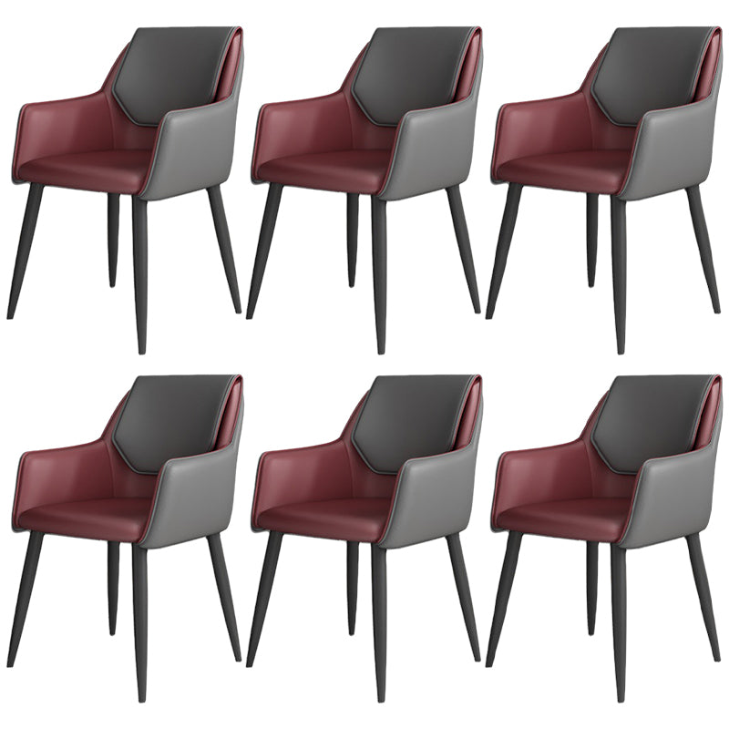 Modern Faux Leather Dining Chair Parsons Chair with Steel Legs in Matte Finish for Home