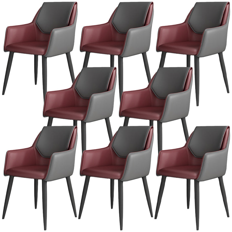 Modern Faux Leather Dining Chair Parsons Chair with Steel Legs in Matte Finish for Home