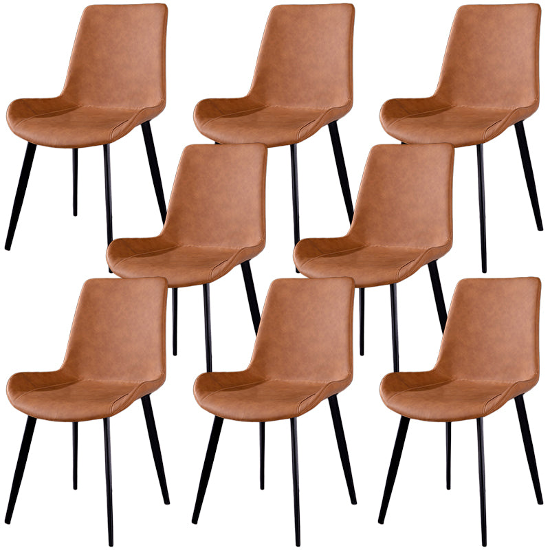 Contemporary Leather Side Chair Wingback Side Chair with Metal Base