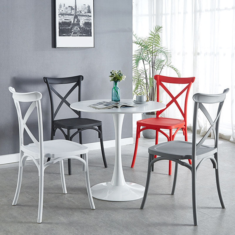 Contemporary Plastic Chair Cross Back Side Chair in Matte Finish for Home