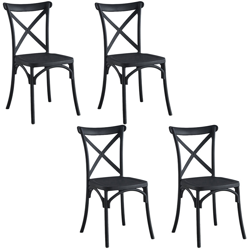 Contemporary Plastic Chair Cross Back Side Chair in Matte Finish for Home