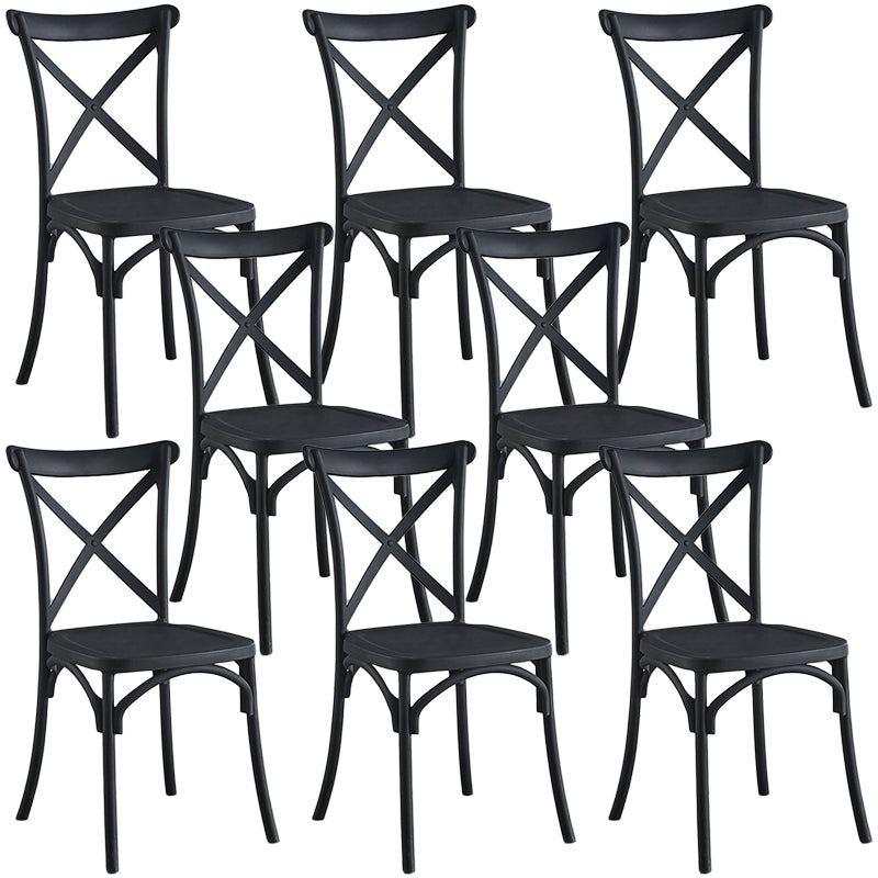 Contemporary Plastic Chair Cross Back Side Chair in Matte Finish for Home