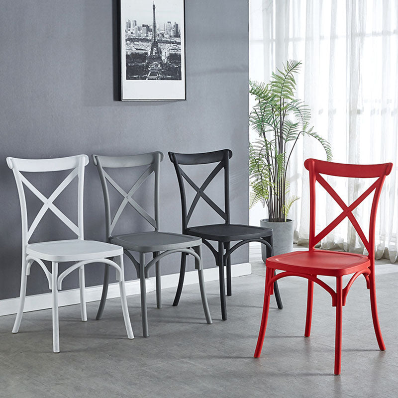 Contemporary Plastic Chair Cross Back Side Chair in Matte Finish for Home