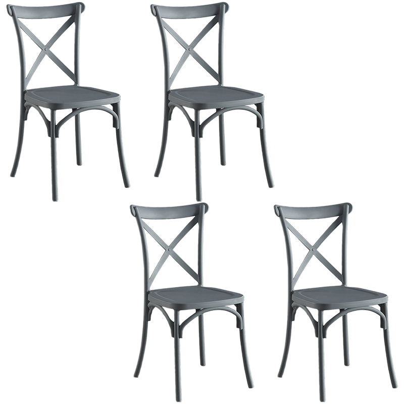 Contemporary Plastic Chair Cross Back Side Chair in Matte Finish for Home