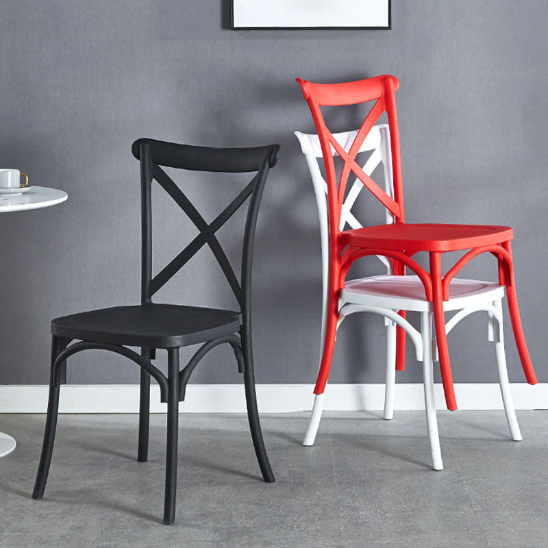 Contemporary Plastic Chair Cross Back Side Chair in Matte Finish for Home